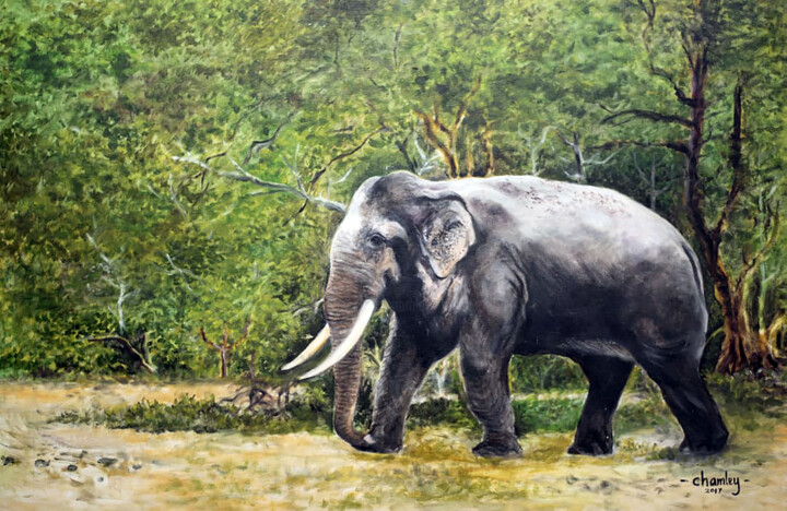 Green behind Tusks 绘画, 24x36 in