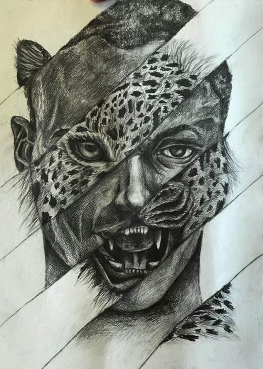 "Animal inside" 绘画, 31.5x27.6 in