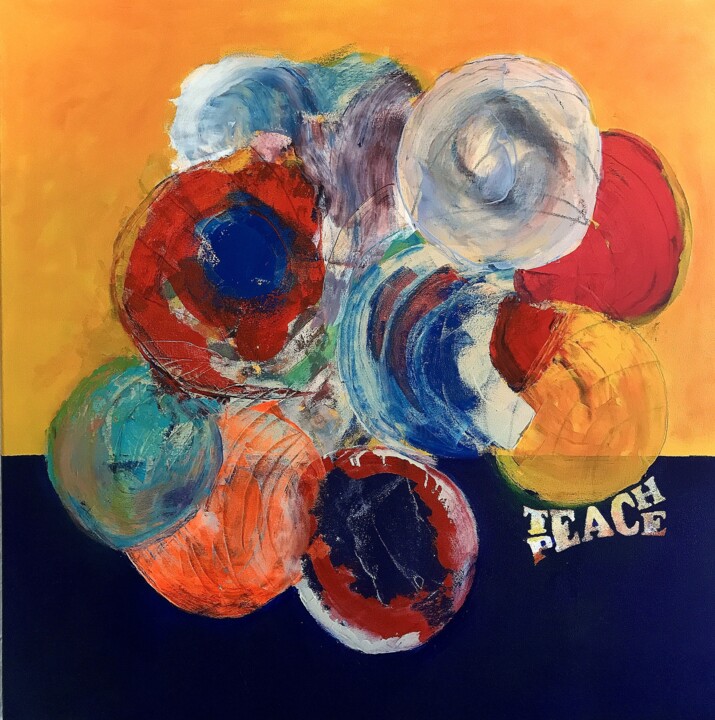 Teach & Peace Schilderij, 31,5x31,5 in