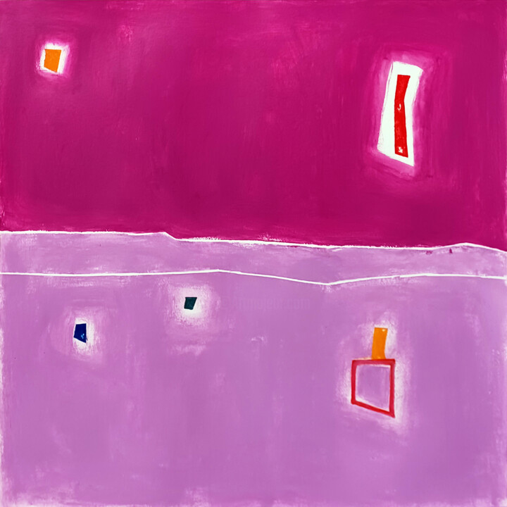 Plum and violet landscape 绘画, 19.7x19.7 in