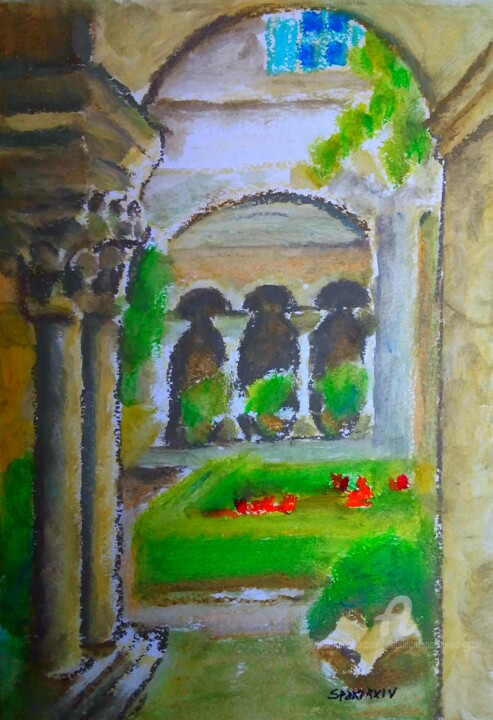 Cloitre de monastier St. Remy Painting, 11.8x7.9 in