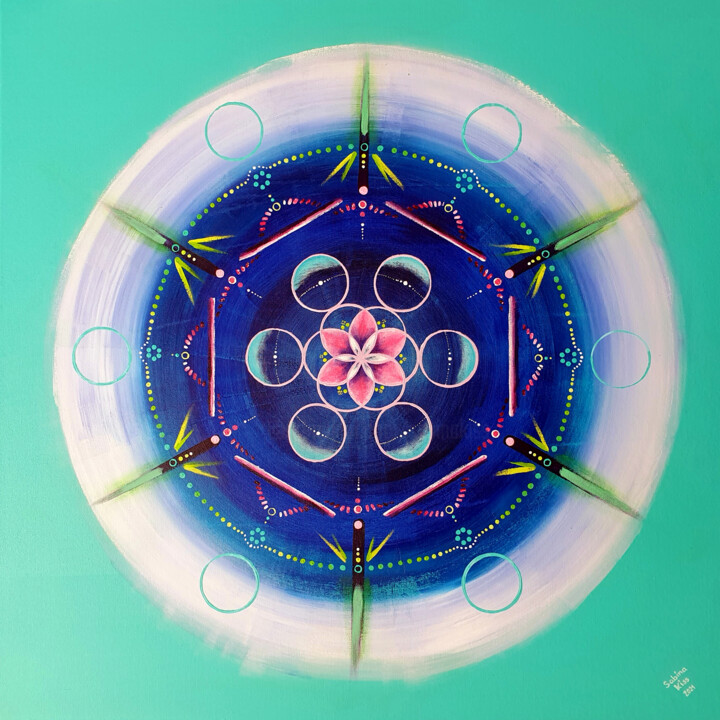 Schilderij getiteld "mandala diepte" door Sabina Kiss, Origineel Kunstwerk, Acryl