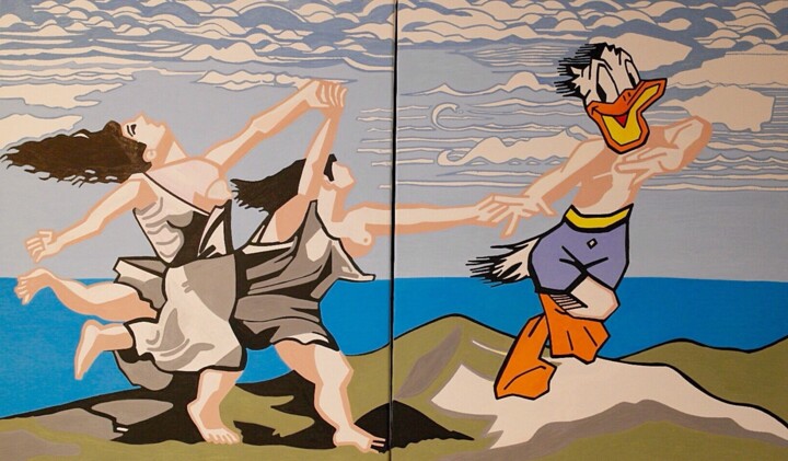 QUEL SUCCÈS CE DONALD 绘画, 21.7x36.2 in