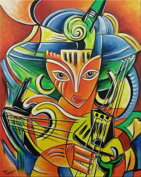 Musical Woman #268 绘画, 19.7x15.8 in