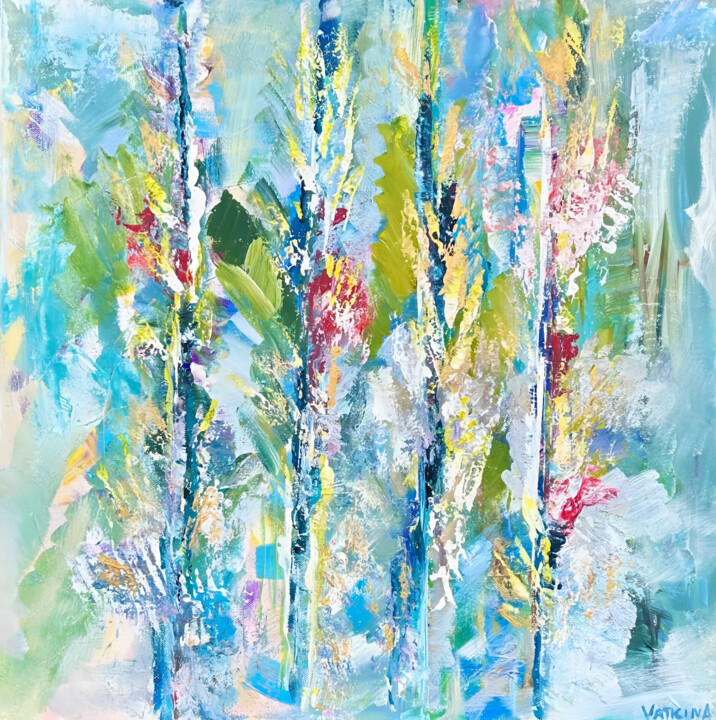 Springtime forest. Colorful Flowers. Abstraction. Ζωγραφική, 19,7x19,7 in