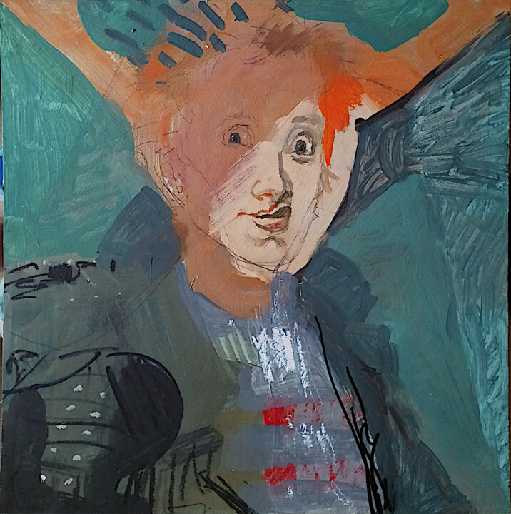 Painting titled "Punk!" by Stefano Natali, Original Artwork, Acrylic Mounted on Wood Panel