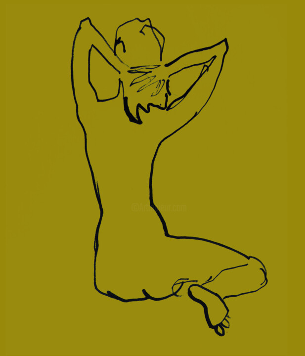Artes digitais intitulada "Nude sketch 0091" por Margarita Felis, Obras de arte originais, Trabalho Digital 2D