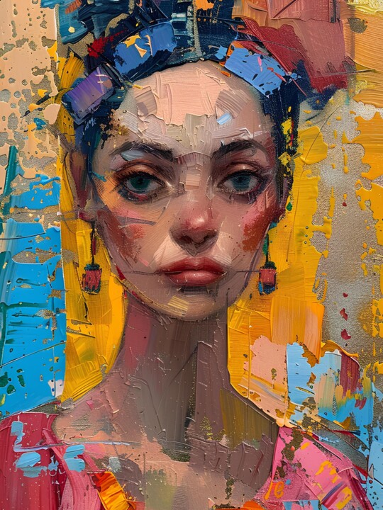 Girl With Colorful Hair 数字艺术
