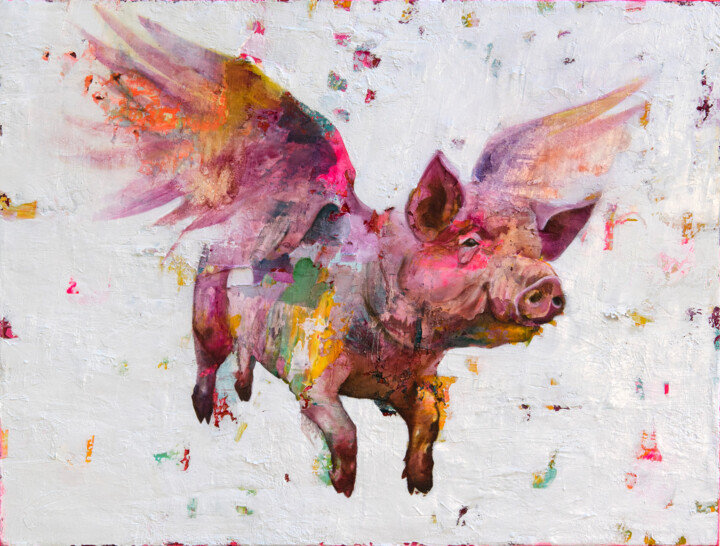 Cerdo Volador 绘画, 35.4x47.2 in