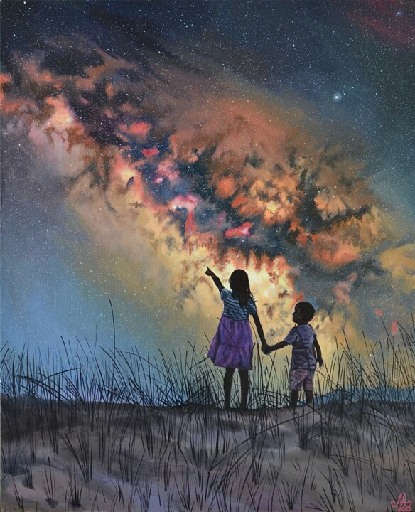 Malarstwo zatytułowany „Children and the Mi…” autorstwa Anna Mamonkina, Oryginalna praca, Olej