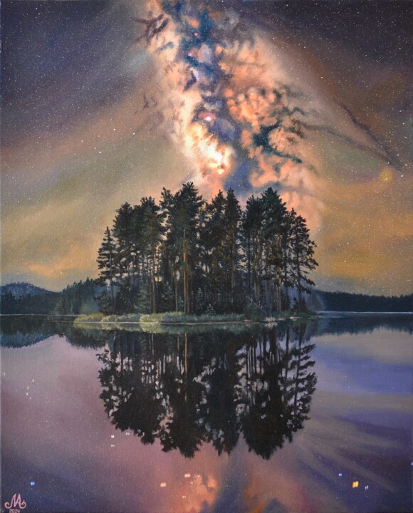 Island in the lake Картина, 19,7x15,8 in