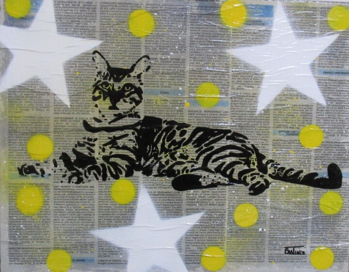 IL GATTO 绘画, 13.8x17.7 in