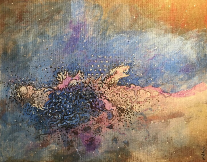 Painting titled "Boum ! Le tout peti…" by Alain Godefroid, Original Artwork, Acrylic