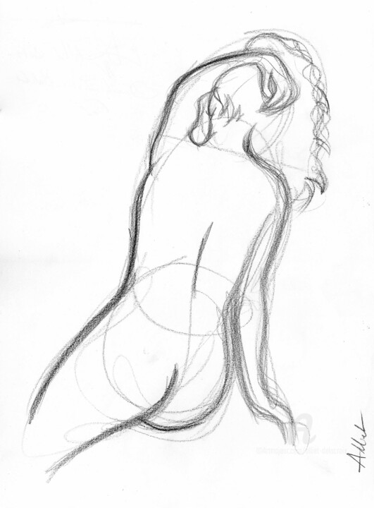 Nu de dos-A-0058 图画, 15.8x11.8 in