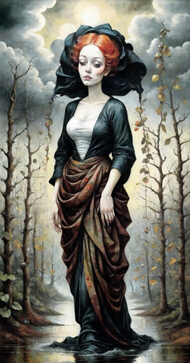 Forest Auburn 绘画, 56.3x29.5 in