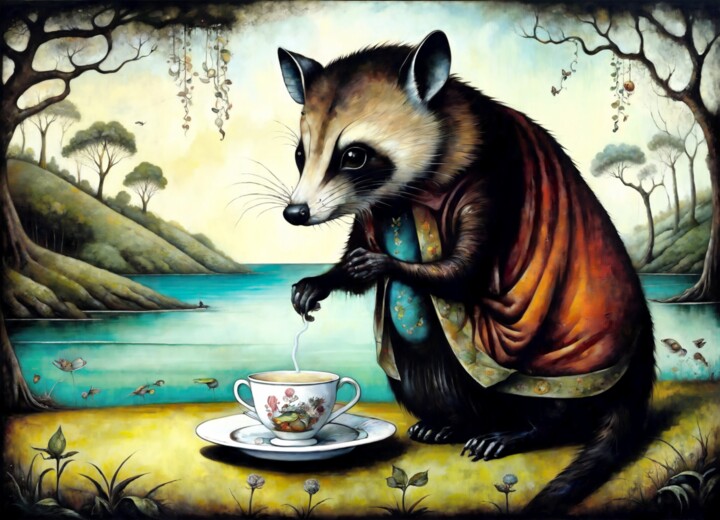 Teatime Bandit 绘画, 34.7x48.1 in