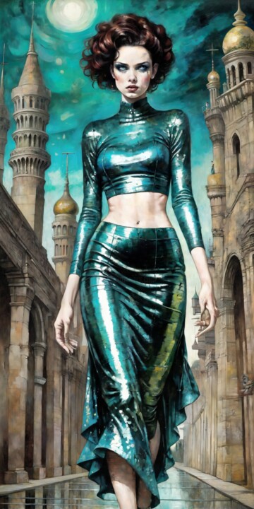 Emerald Stroll 绘画, 56.2x28.1 in