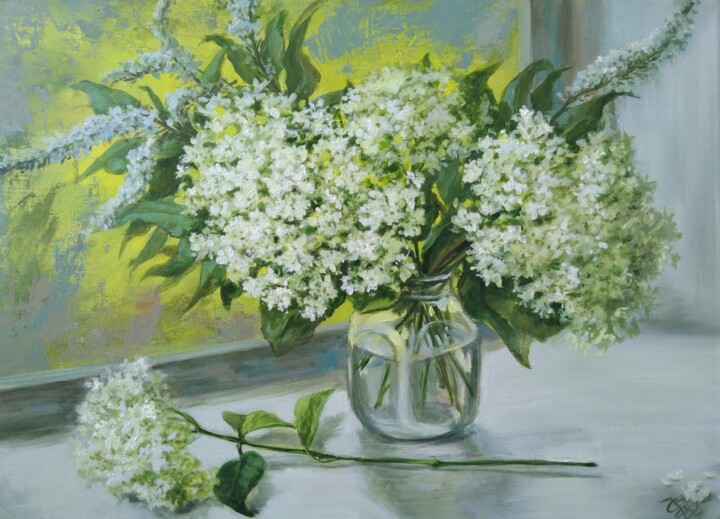 Гортензия. Летний букет. 绘画, 19.7x27.6 in