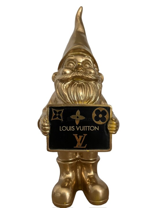 Sculptuur getiteld "Nain Porte Vuitton" door Tisel’Art, Origineel Kunstwerk, Hars