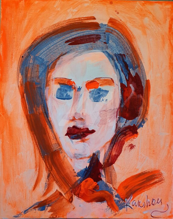 Portrait of a girl mit Tagesleuchtfarbe 绘画, 19.7x15.8 in