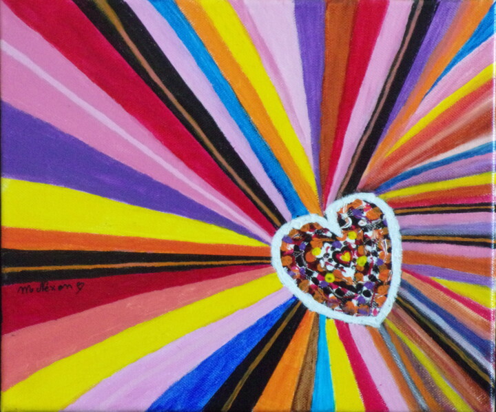 COEUR ARC EN CIEL 绘画, 9.8x11.8 in