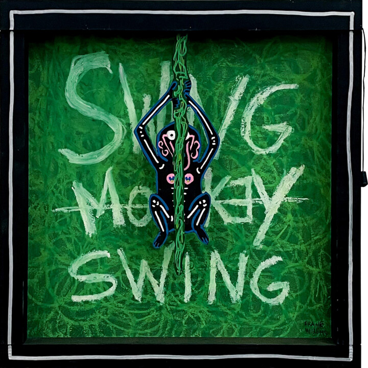 SWING MONKEY SWING #1 绘画, 15.8x15.8 in