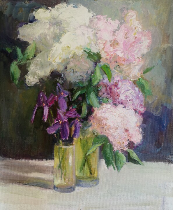 Сирень и миниатюрные ирисы 绘画, 23.6x19.7 in