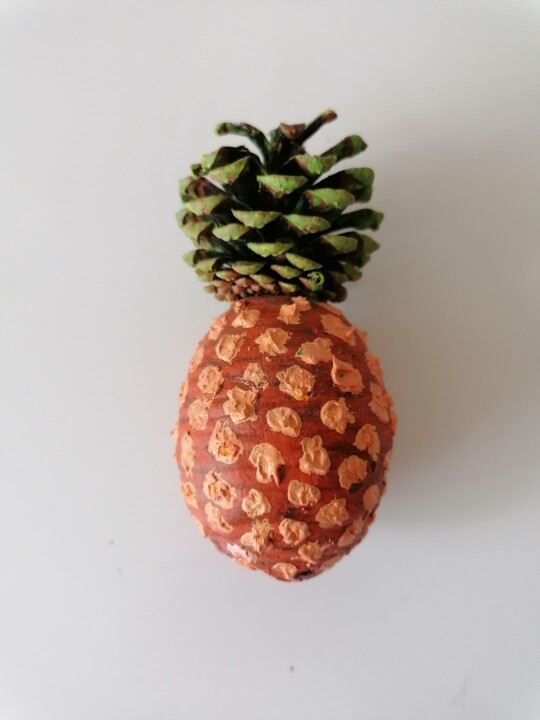 Sculpture intitulée "Ananas miniatures n…" par Charles Corbin, Œuvre d'art originale, Bois