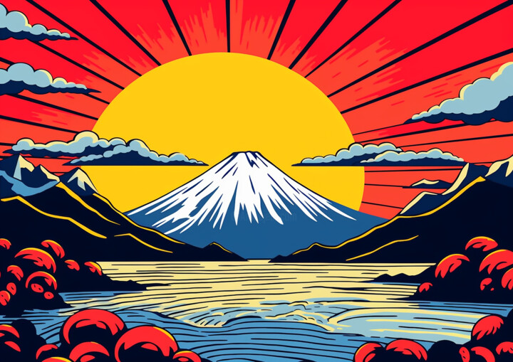 Mount Fuji 绘画, 11.8x16.5 in