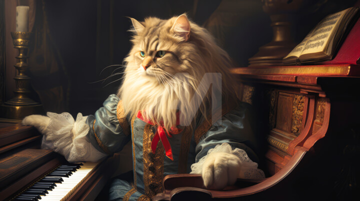 In The Kitty Composer's Room 数字艺术
