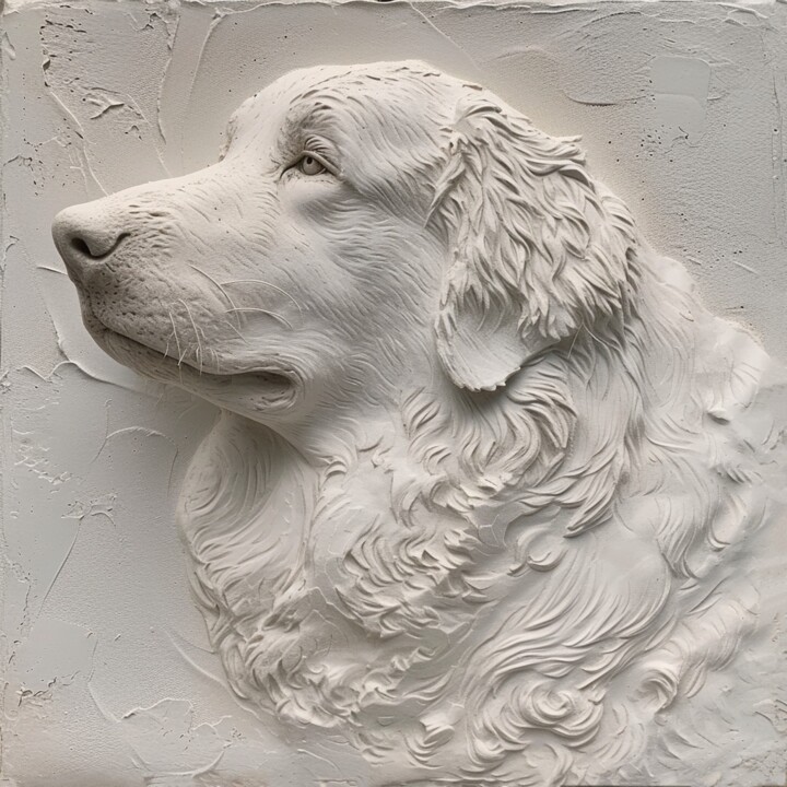 Текстурная картина маслом барельеф "Верный друг" 绘画, 39.4x39.4 in