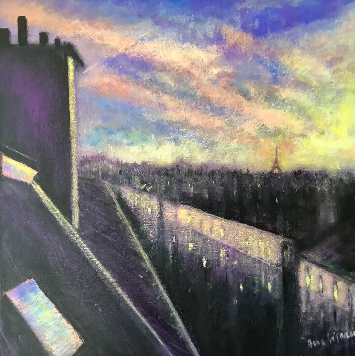 Peinture intitulée "Sur les toits" par Anne Vignau, Œuvre d'art originale, Acrylique