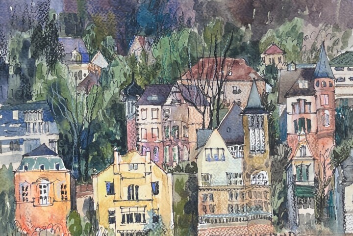 绘画 标题为“Heidelberg, Germany” 由Valentina Pushkareva, 原创艺术品, 水彩