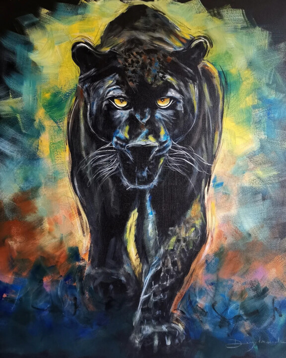 Pintura intitulada "PANTERA NEGRA ADP I" por Délio Leite, Obras de arte originais, Acrílico