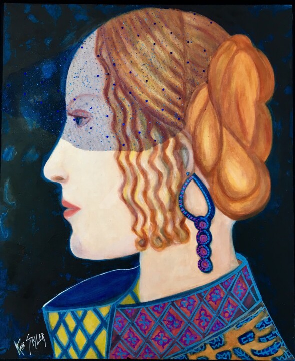 Portrait inspiré de Boticelli 绘画, 18.1x15 in