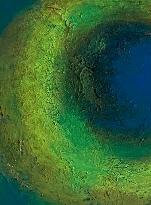 Malerei mit dem Titel "Mond im Fisch" von Elisabeth Pein, Original-Kunstwerk, Acryl Auf Keilrahmen aus Holz montiert