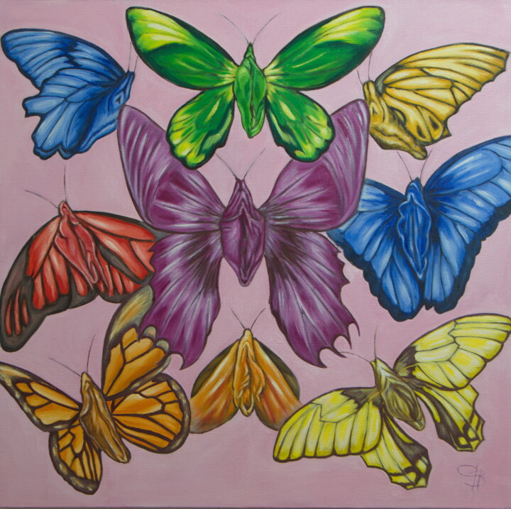 Бабочки Чжуань Цзы. Pittura, 29,5x29,5 in