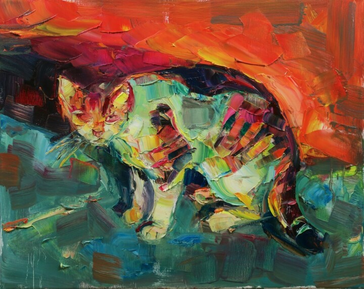 Chat coloré XI 绘画, 15.8x19.7 in