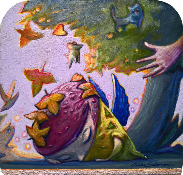 Pittura intitolato "A FALL DREAM DRESSE…" da Carlo Salomoni, Opera d'arte originale, Acrilico Montato su Pannello di legno