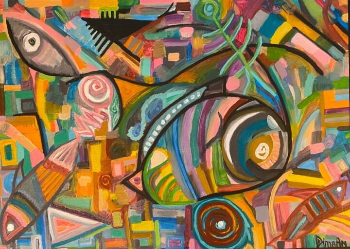 Deep See (Ίχθύς) 绘画, 19.7x27.6 in