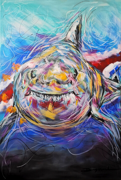 Pintura intitulada "Blue Skark CV" por Délio Leite, Obras de arte originais, Acrílico