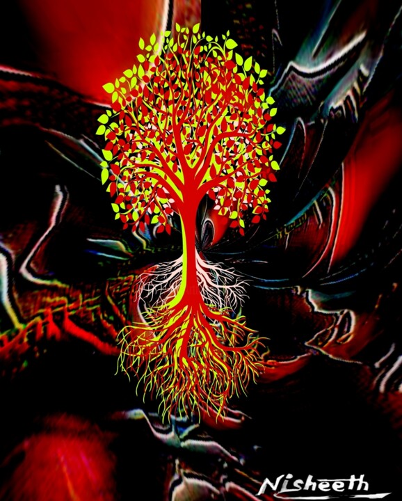 Digital Arts titled "Tree" by Nisheeth Kumar Pandey Nisheeth, Original Artwork, Digital Painting