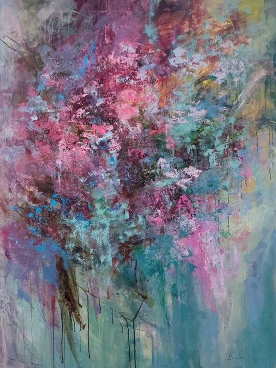 Hawthorn. The morning sun Painting, 63x47.2 in