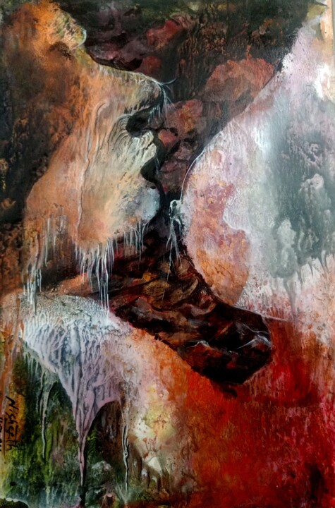 Painting titled "Duality of Nature's…" by Nisheeth Kumar Pandey Nisheeth, Original Artwork, Acrylic Mounted on Cardboard