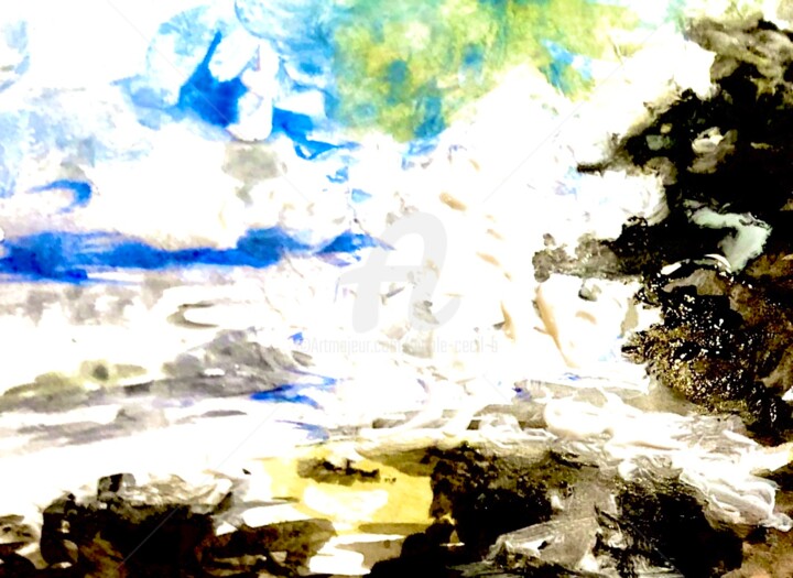 Painting titled "Waves in Camogli" by Nicole Cecil B, Original Artwork, Watercolor