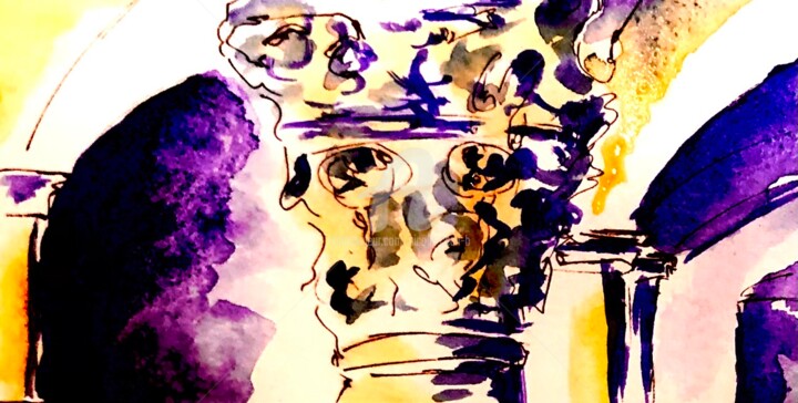 Painting titled "L‘Abbazia" by Nicole Cecil B, Original Artwork, Watercolor