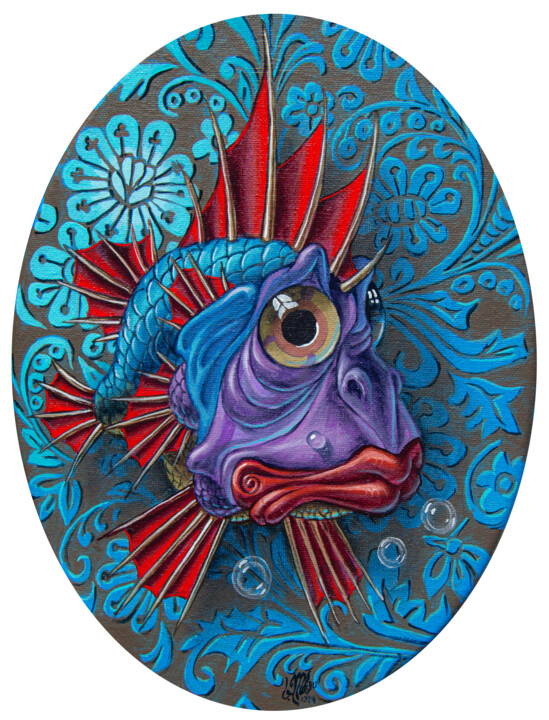 Blue Grouper 绘画, 11.8x9.1 in