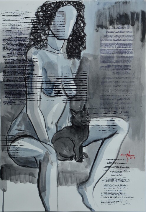 Peinture intitulée "Waiting in Expectat…" par Chammika Jayawardana, Œuvre d'art originale, Acrylique Monté sur Verre
