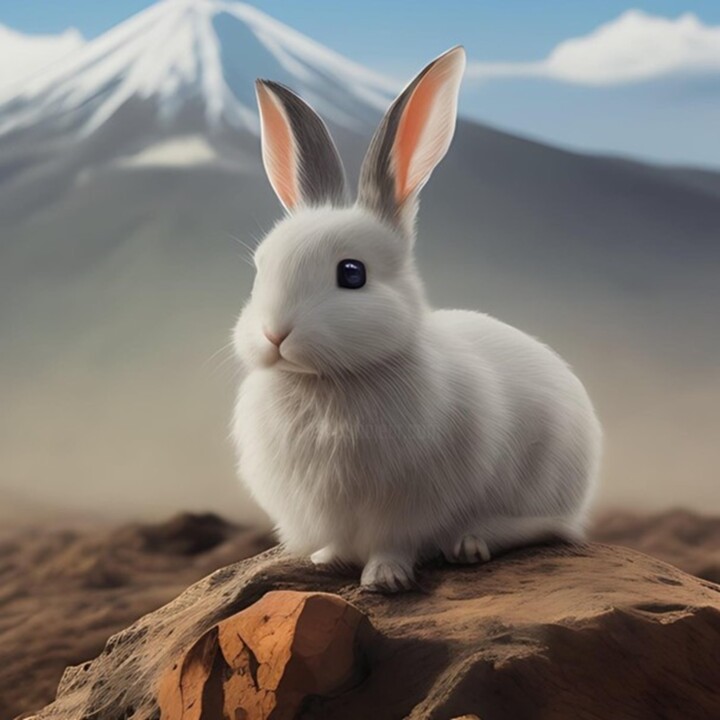 Digitale Kunst mit dem Titel "Lapin en vadrouille" von Benjamin De Glimme, Original-Kunstwerk, Digitale Malerei Auf Keilrahm…