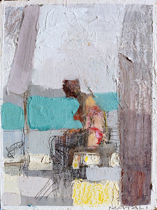 Serie_Bagnanti: "n° 12 (Piccolo)" 绘画, 6.3x4.7 in